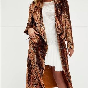 RARE NWT Free People Danni Velvet Paisley Duster